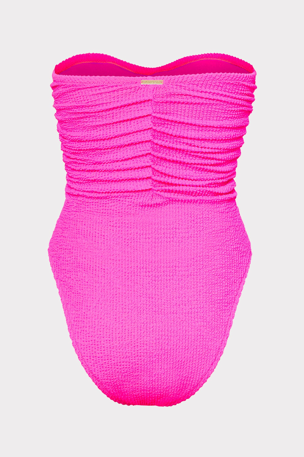 Textured Ruched One Piece - Neon Pink