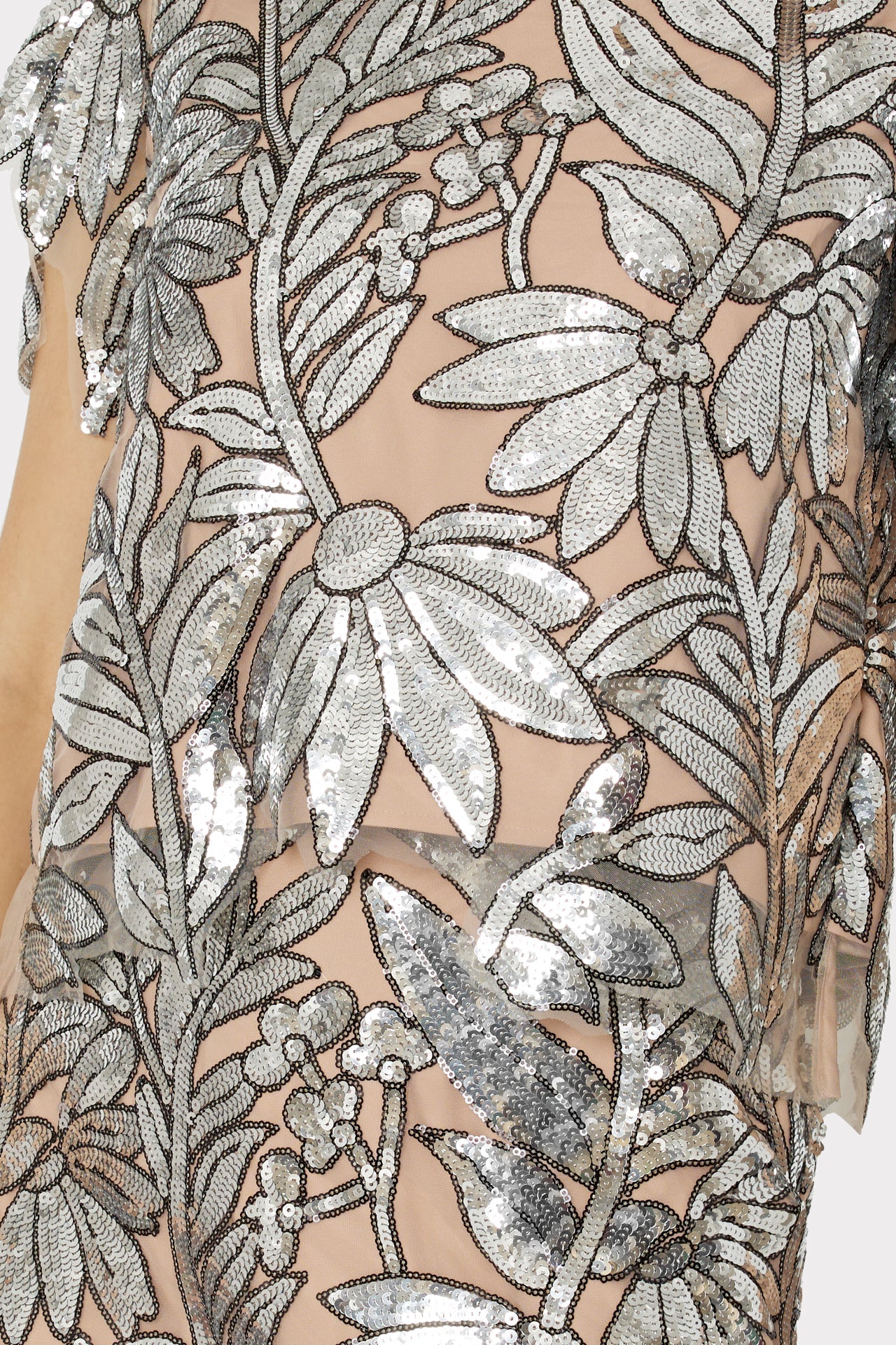 Kristina Sequin Lace Skirt - Silver