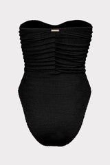 Textured Ruched One Piece - Black