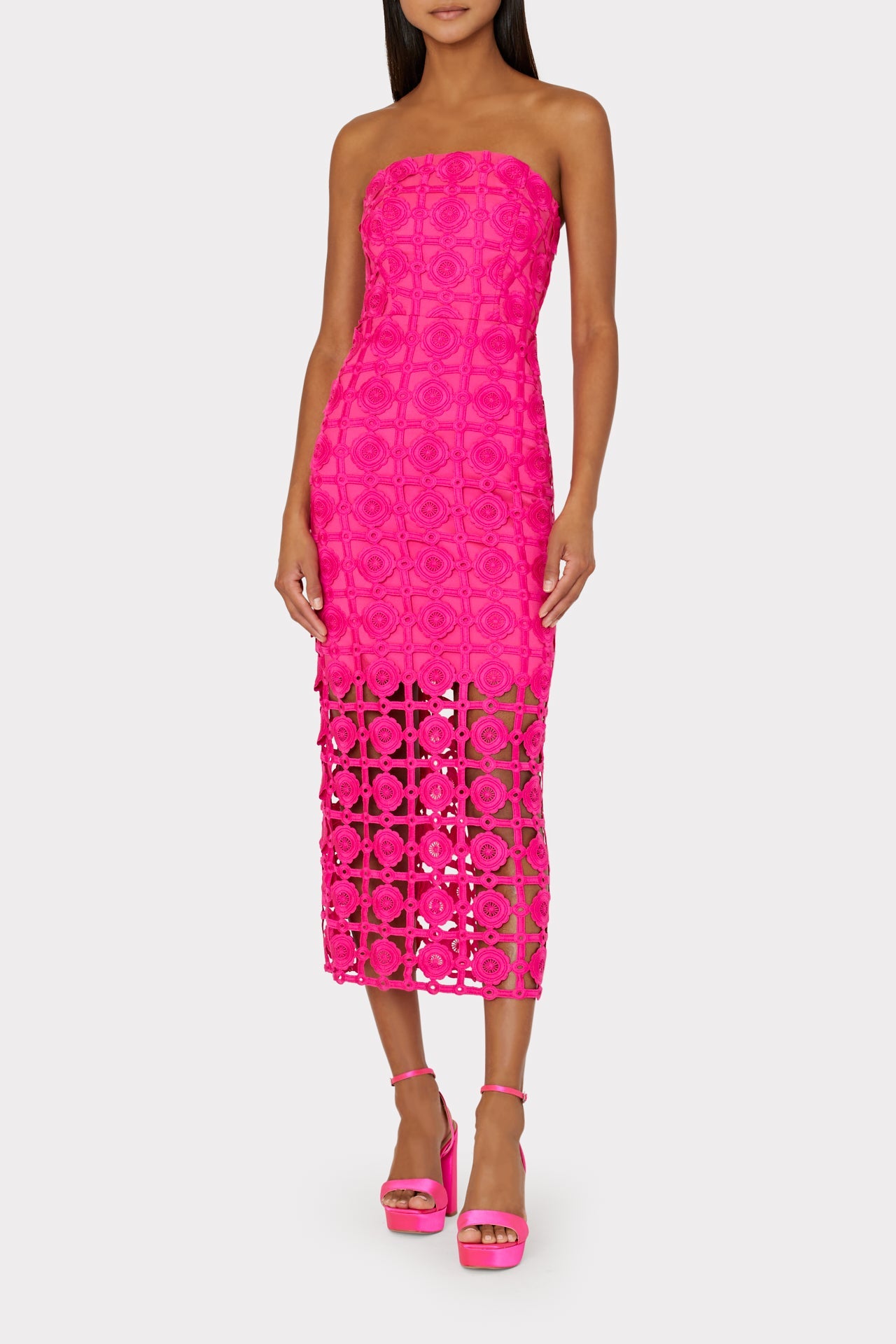 Kait Tile Lace Dress - Milly Pink