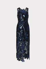 Kinsley Floral Sequins Dress - Navy