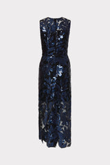 Kinsley Floral Sequins Dress - Navy