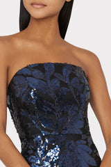 Kait Floral Sequins Dress - Navy