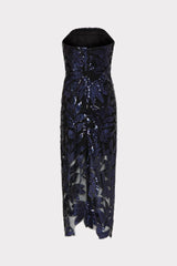 Kait Floral Sequins Dress - Navy