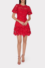 Yasmin Daisy Lace Dress - Red