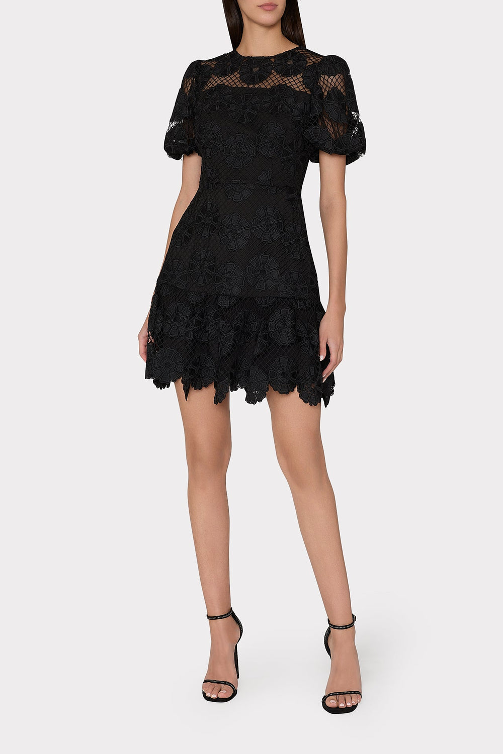 Yasmin Daisy Lace Dress - Black