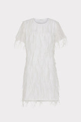 Rana Feather Dress - White