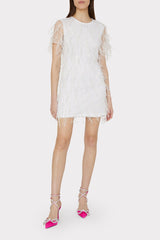 Rana Feather Dress - White