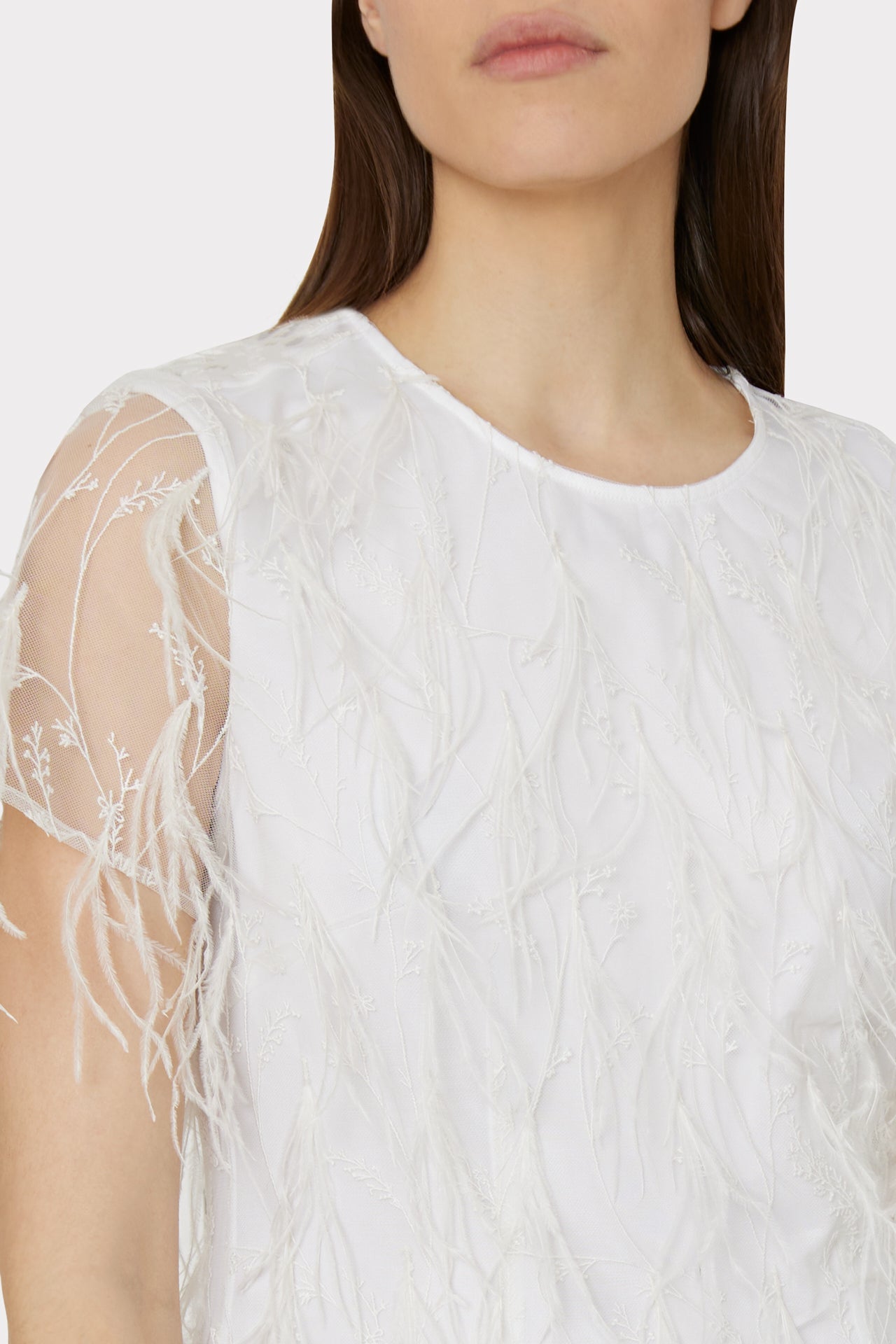 Rana Feather Dress - White