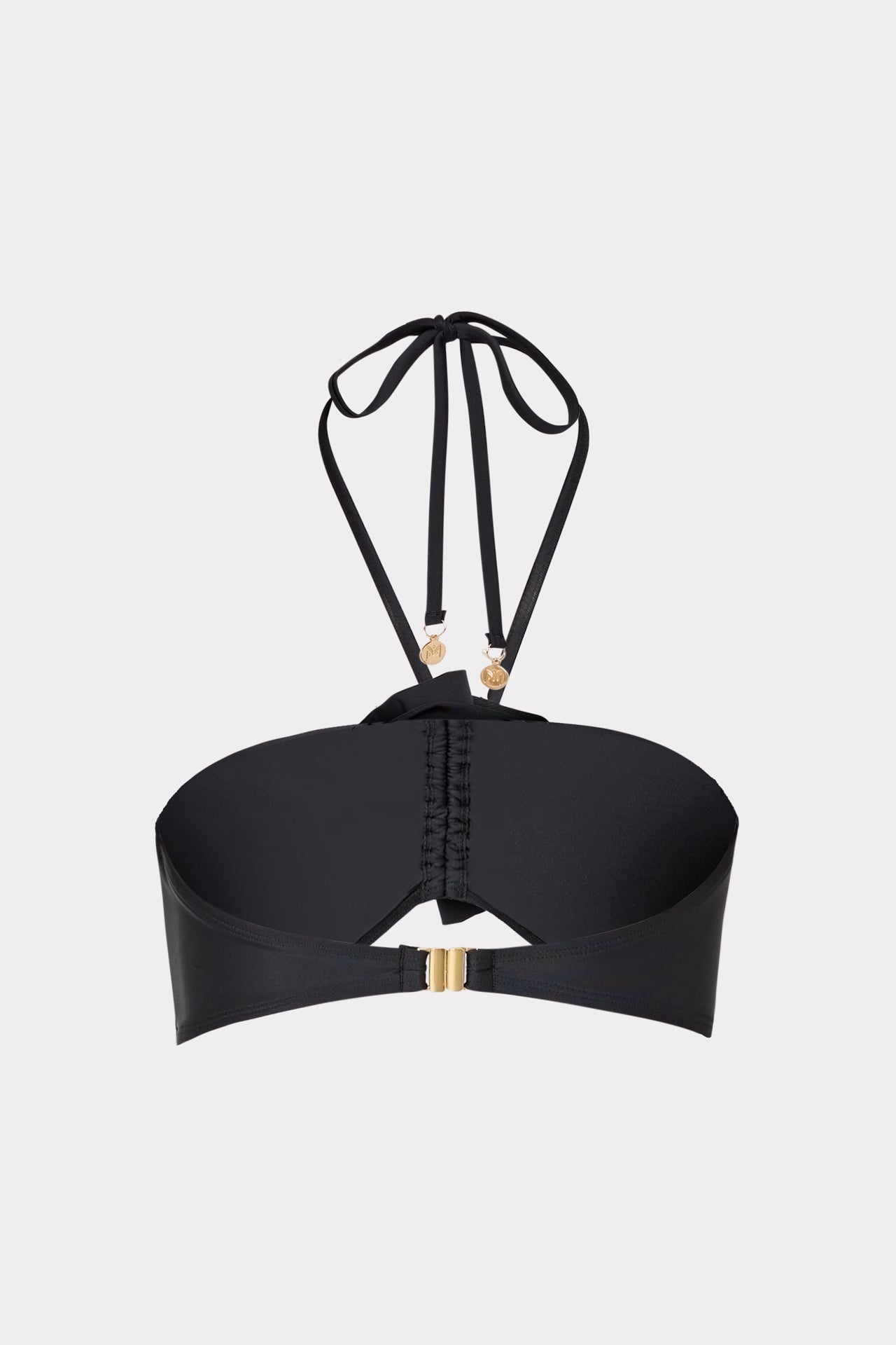 Floral Applique Halter Bikini Top - Black