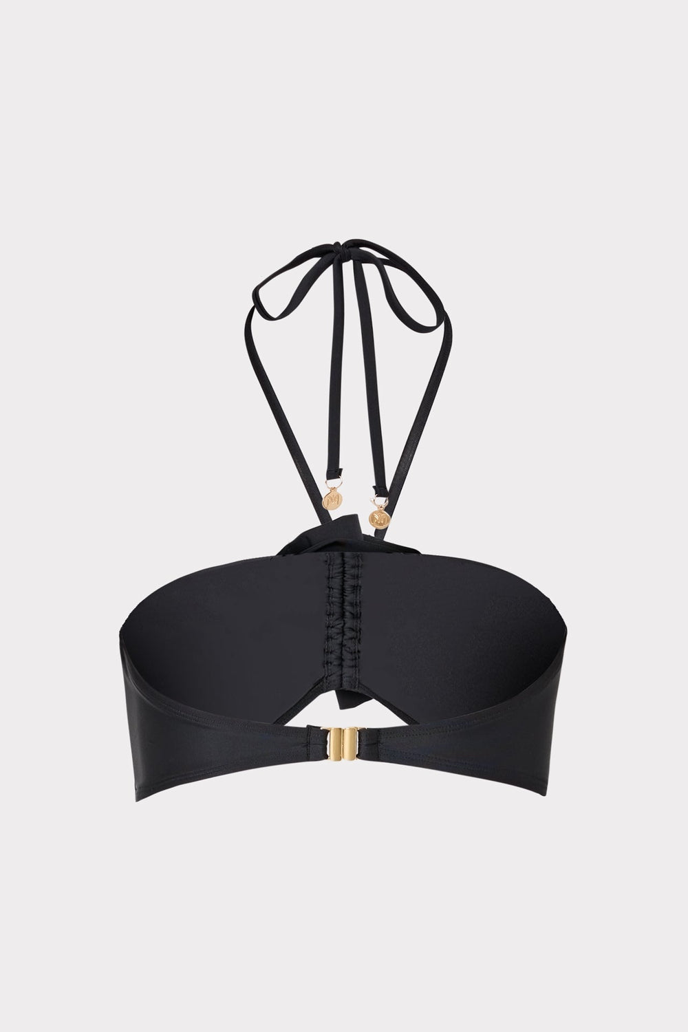 Floral Applique Halter Bikini Top - Black