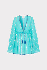Olympia Lurex Stripe Coverup Dress - Turquoise/Blue