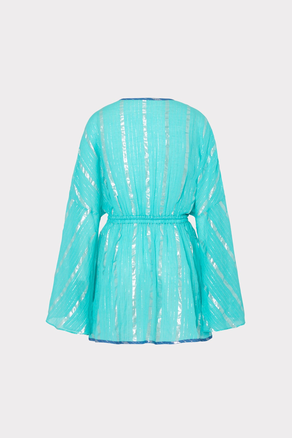 Olympia Lurex Stripe Coverup Dress - Turquoise/Blue