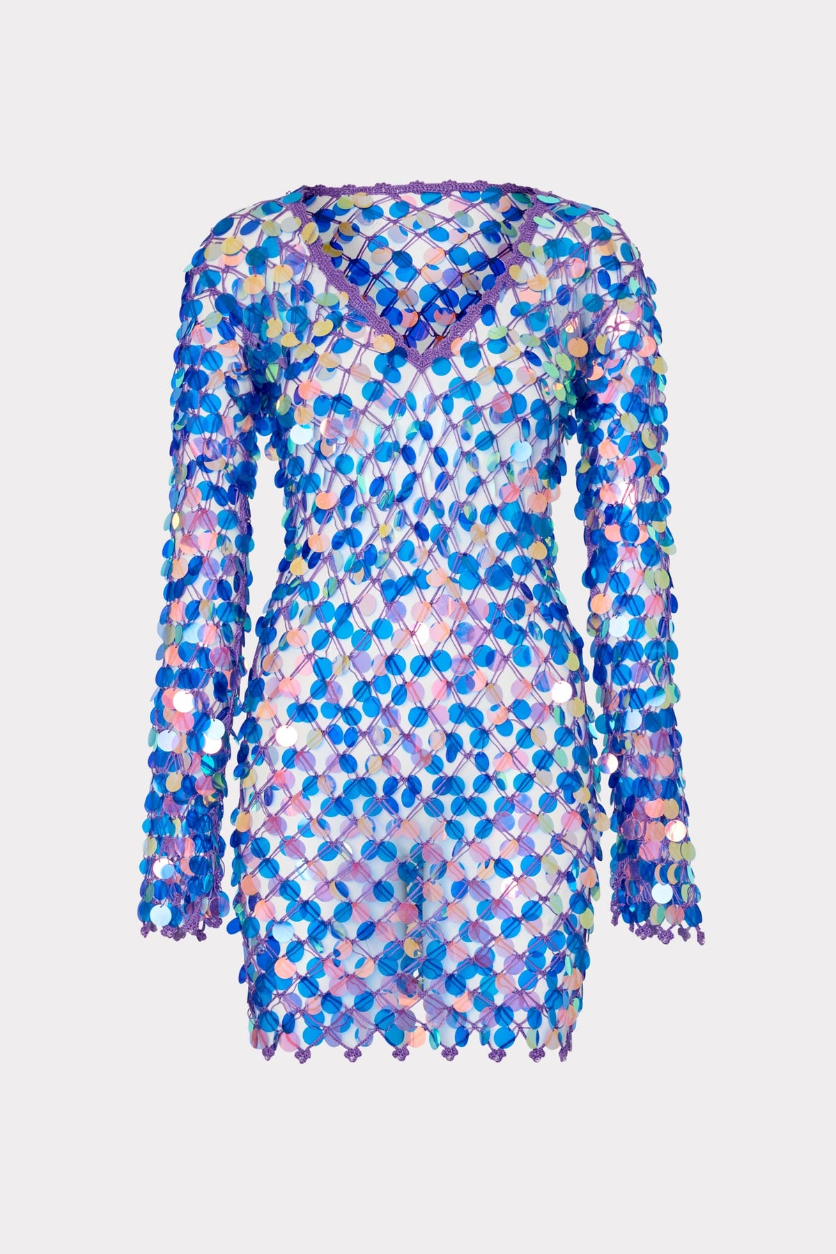 Sequin Crochet Mini Dress - Purple