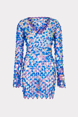 Sequin Crochet Mini Dress - Purple