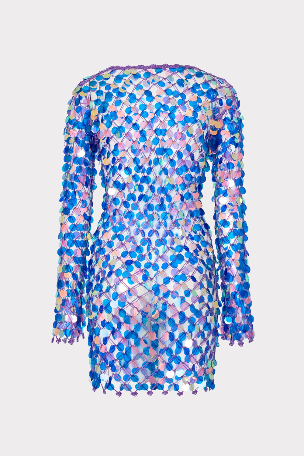 Sequin Crochet Mini Dress - Purple