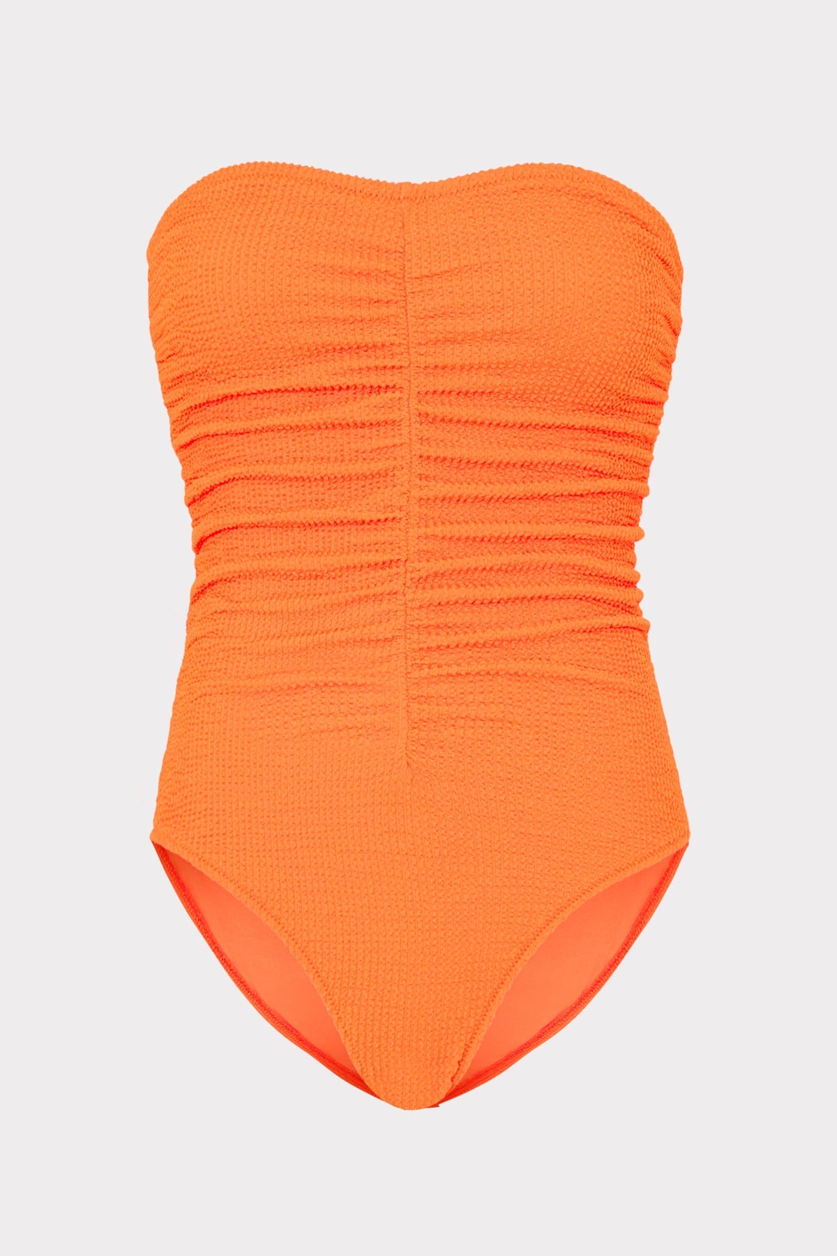 Textured Ruched One Piece - Neon Orange