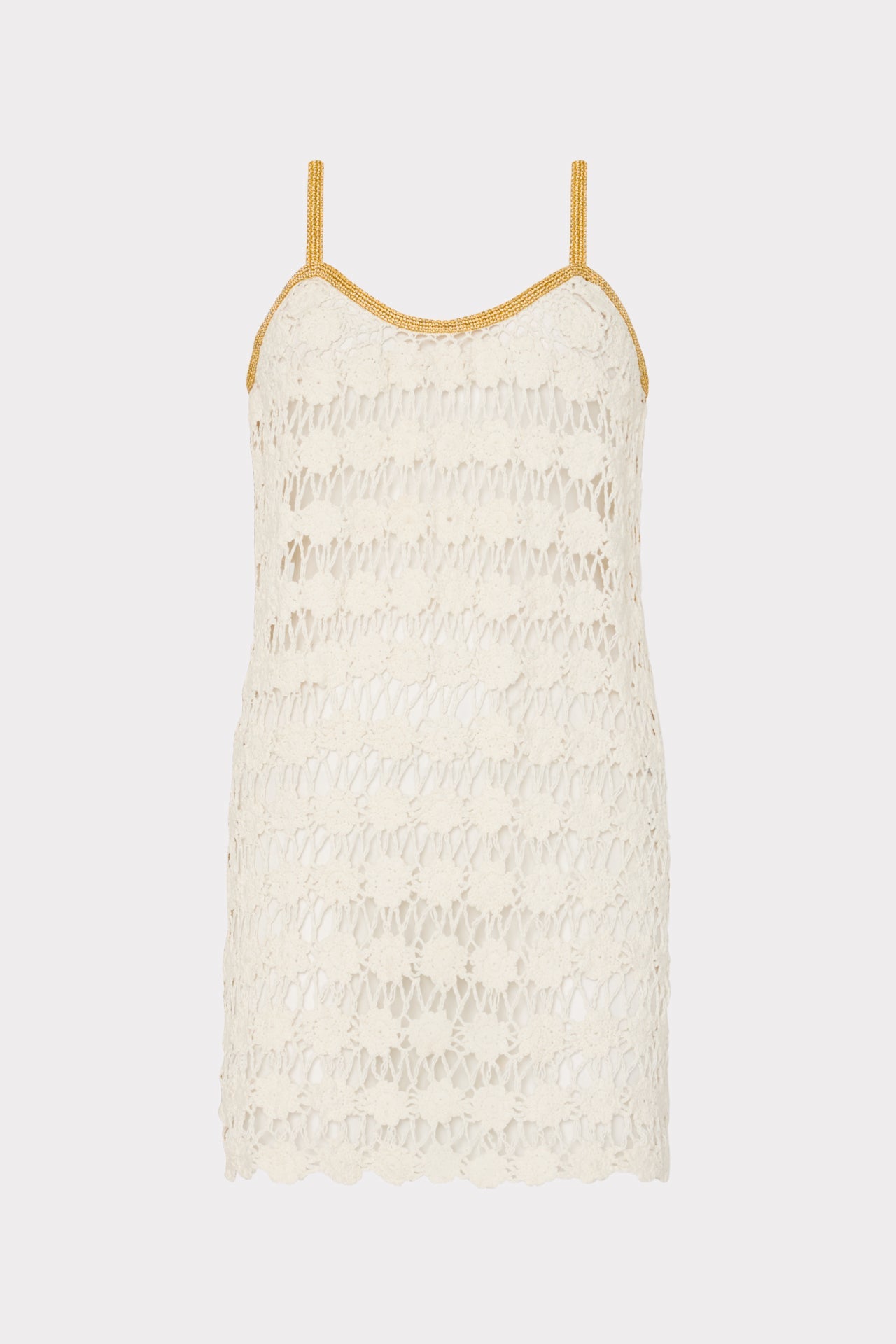 Floral Crochet Cami Mini Dress - Ecru