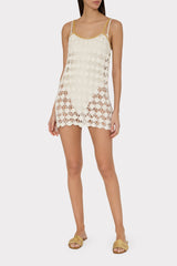 Floral Crochet Cami Mini Dress - Ecru