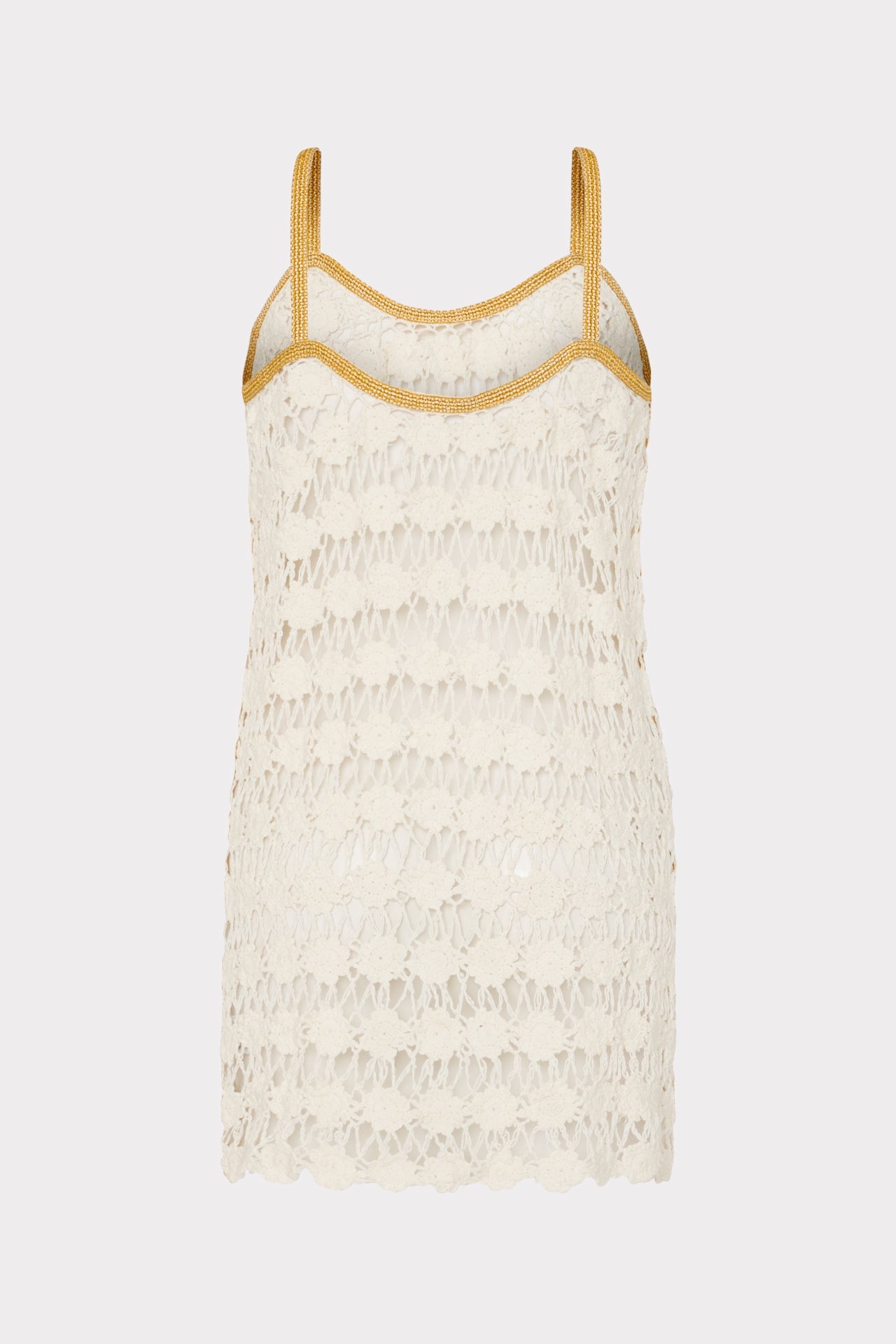 Floral Crochet Cami Mini Dress - Ecru
