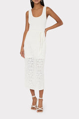 Bubble Pointelle Knit Midi Dress - Ecru