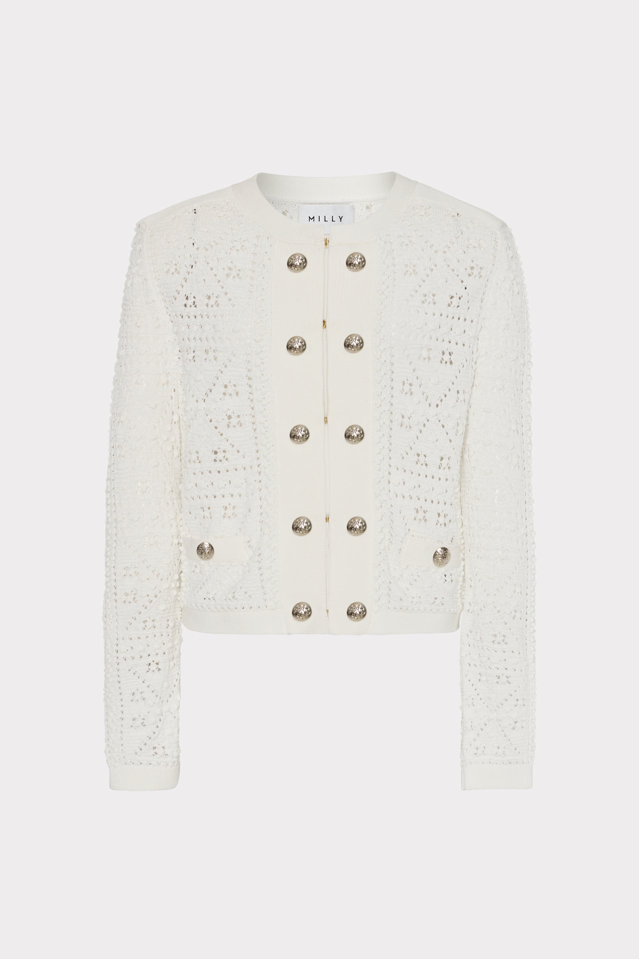 Bubble Pointelle Knit Jacket - Ecru