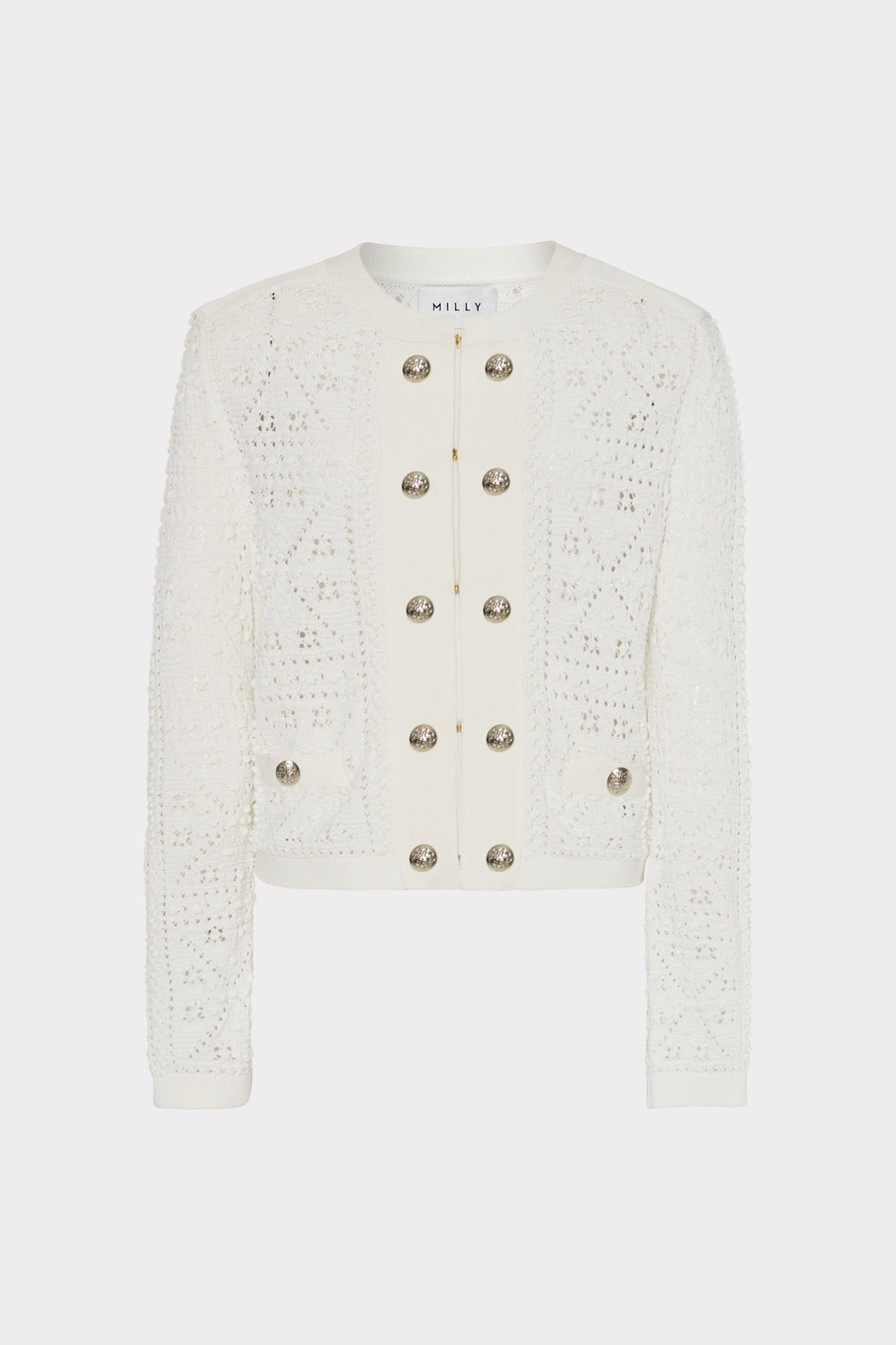 Bubble Pointelle Knit Jacket - Ecru