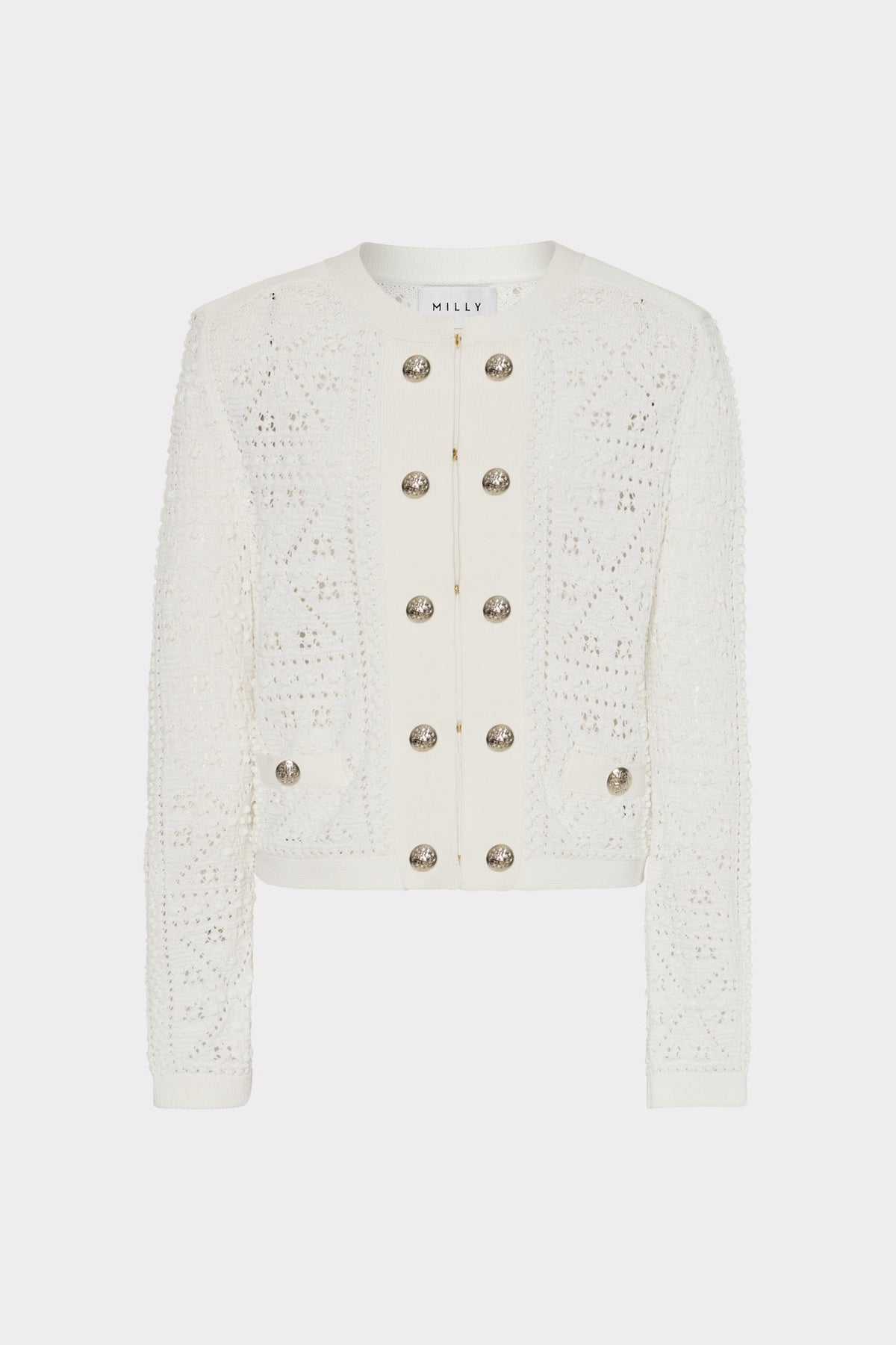 Bubble Pointelle Knit Jacket - Ecru
