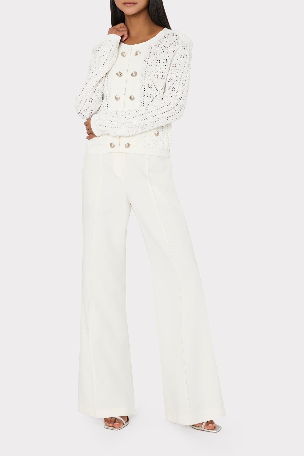 Bubble Pointelle Knit Jacket - Ecru