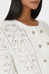 Bubble Pointelle Knit Jacket - Ecru