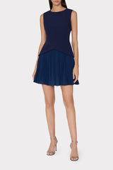 Haddy Pleated Mini Dress - Navy