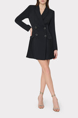 Noora Pleated Blazer Dress - Black