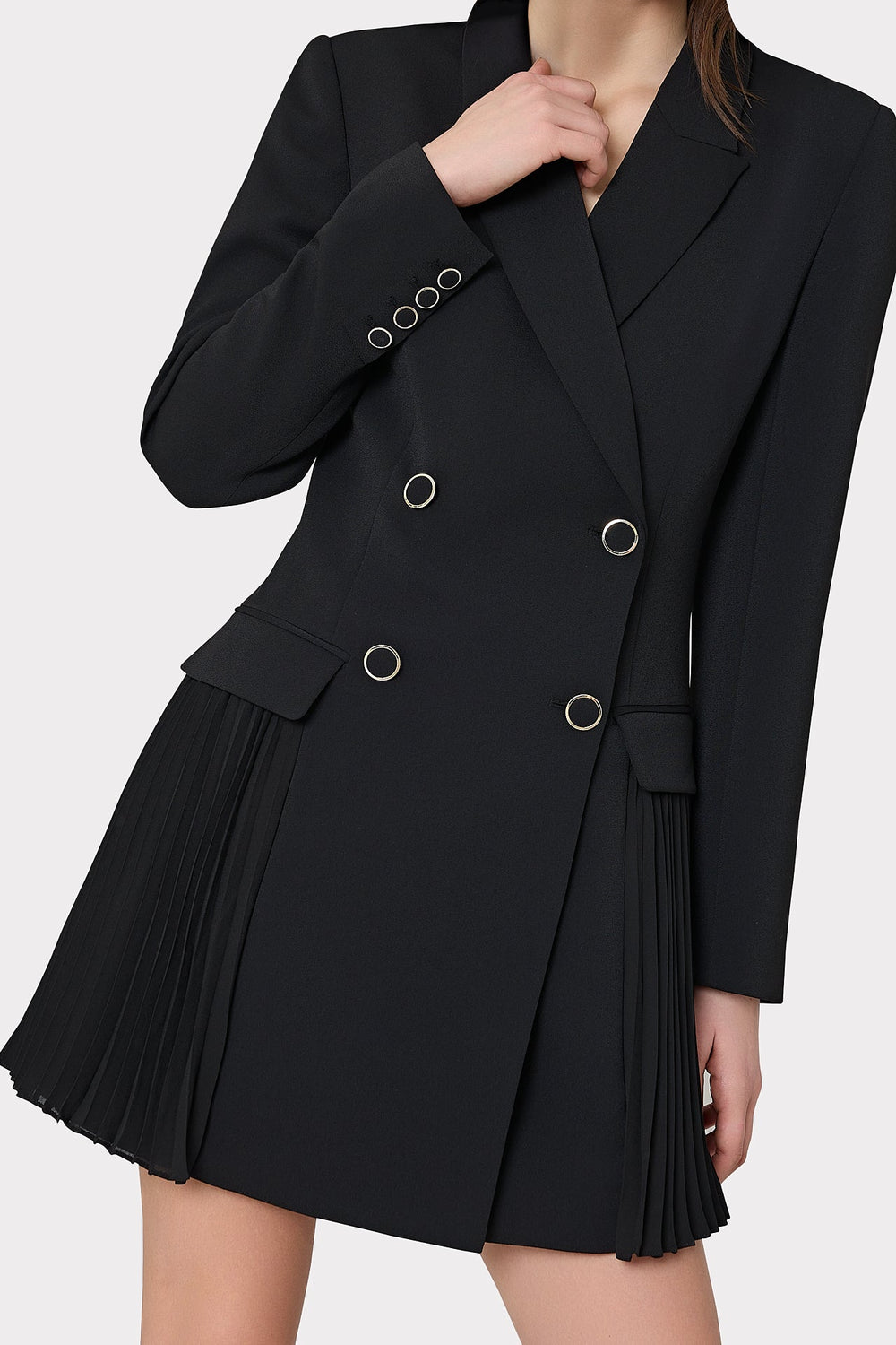 Noora Pleated Blazer Dress - Black