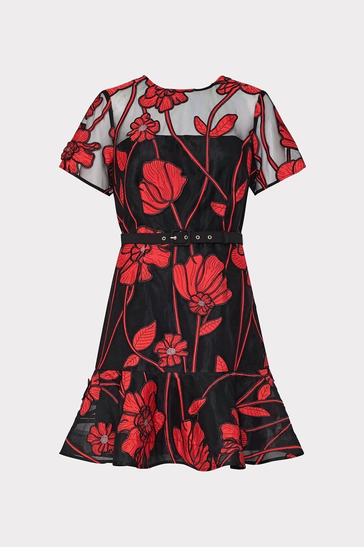 Rosie Grand Fleur Embroidered Dress - Red