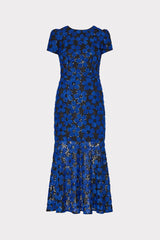 Tahlia Tulle Embroidery Dress - Cobalt/Black