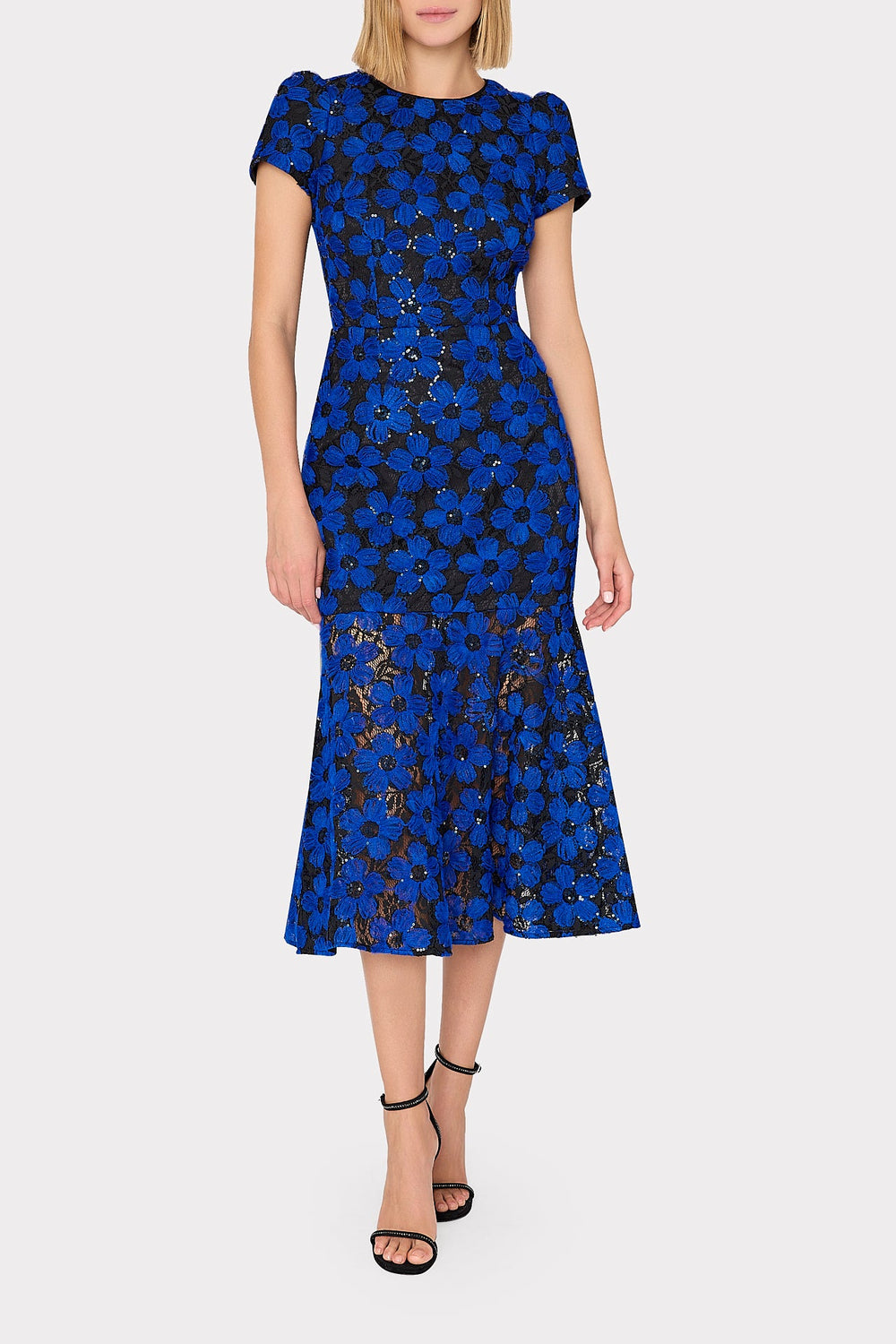 Tahlia Tulle Embroidery Dress - Cobalt/Black