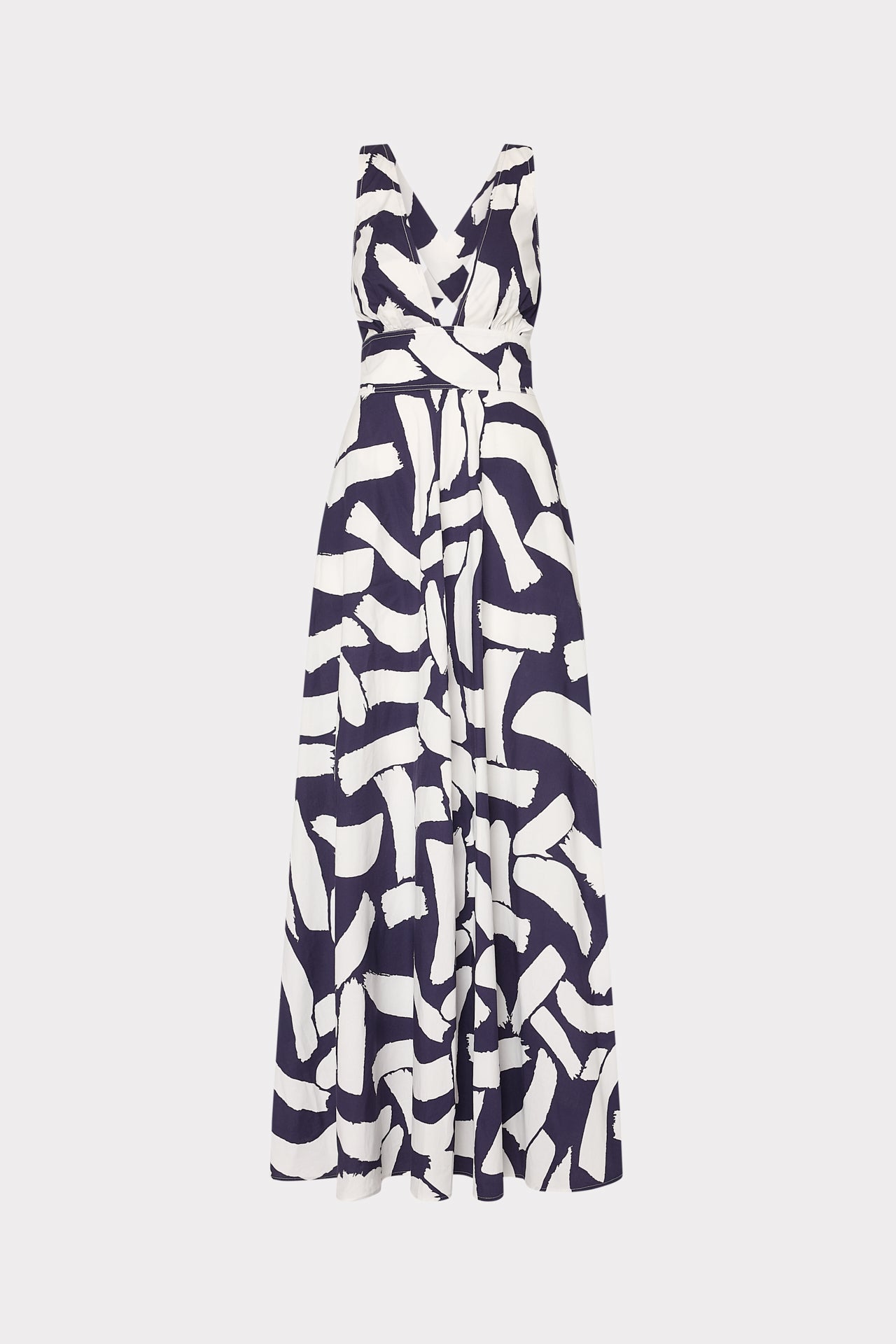 Catarina Graphic Brushstroke Maxi Dress - Navy/Ecru