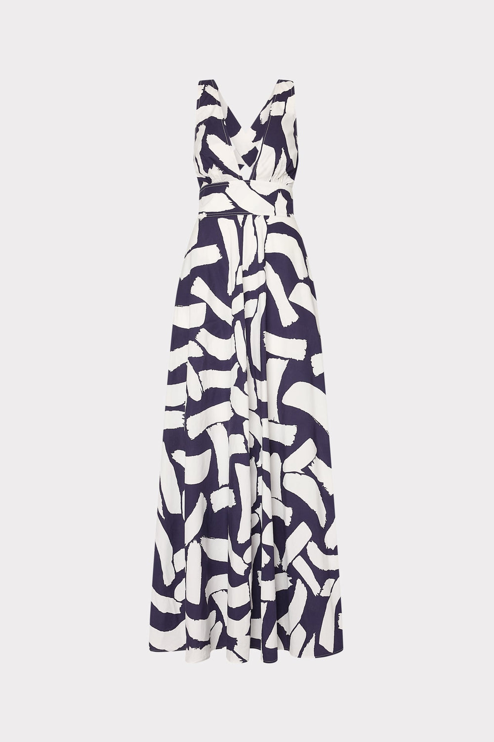 Catarina Graphic Brushstroke Maxi Dress - Navy/Ecru