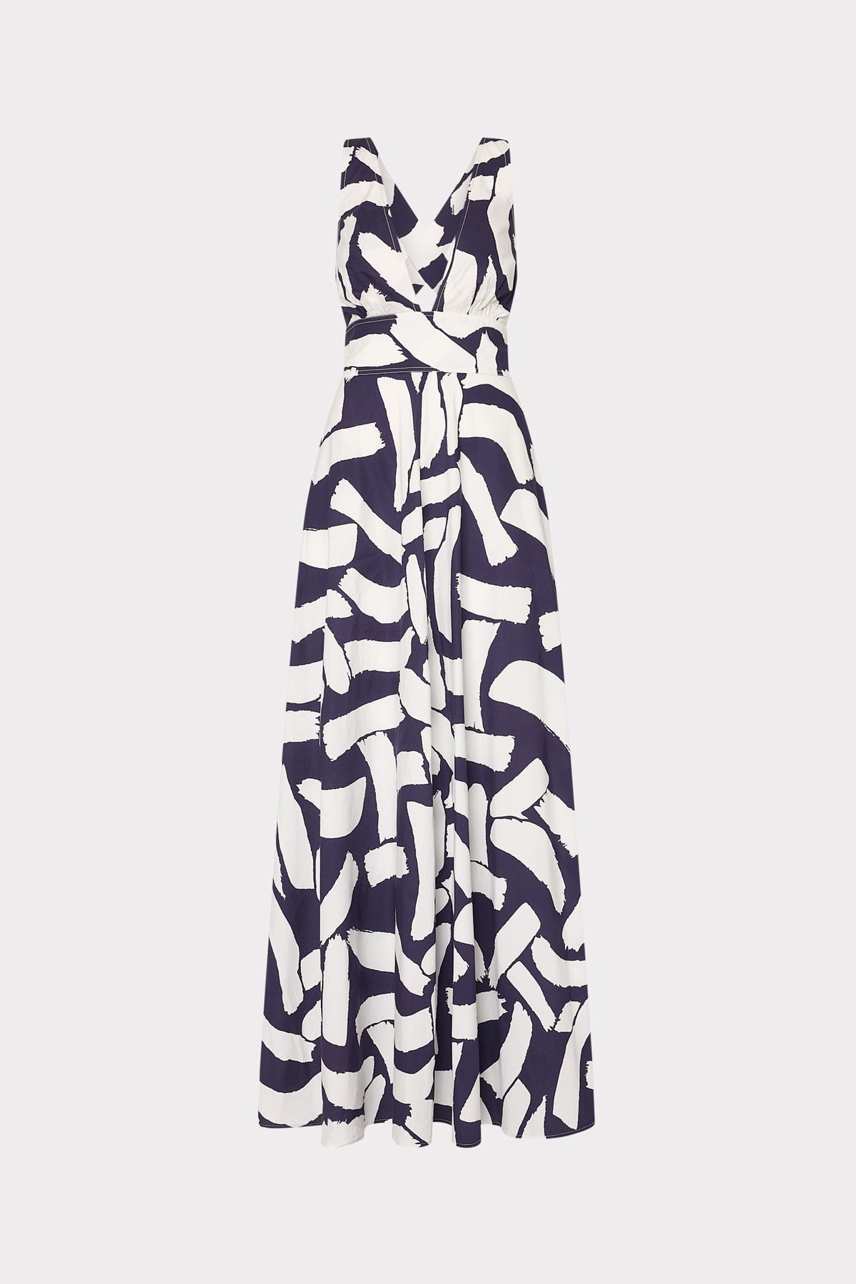 Catarina Graphic Brushstroke Maxi Dress - Navy/Ecru