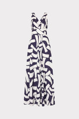 Catarina Graphic Brushstroke Maxi Dress - Navy/Ecru