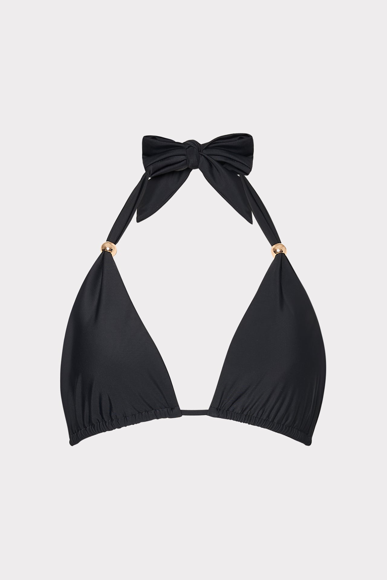 Bardot Beaded Halter Bikini Top - Black