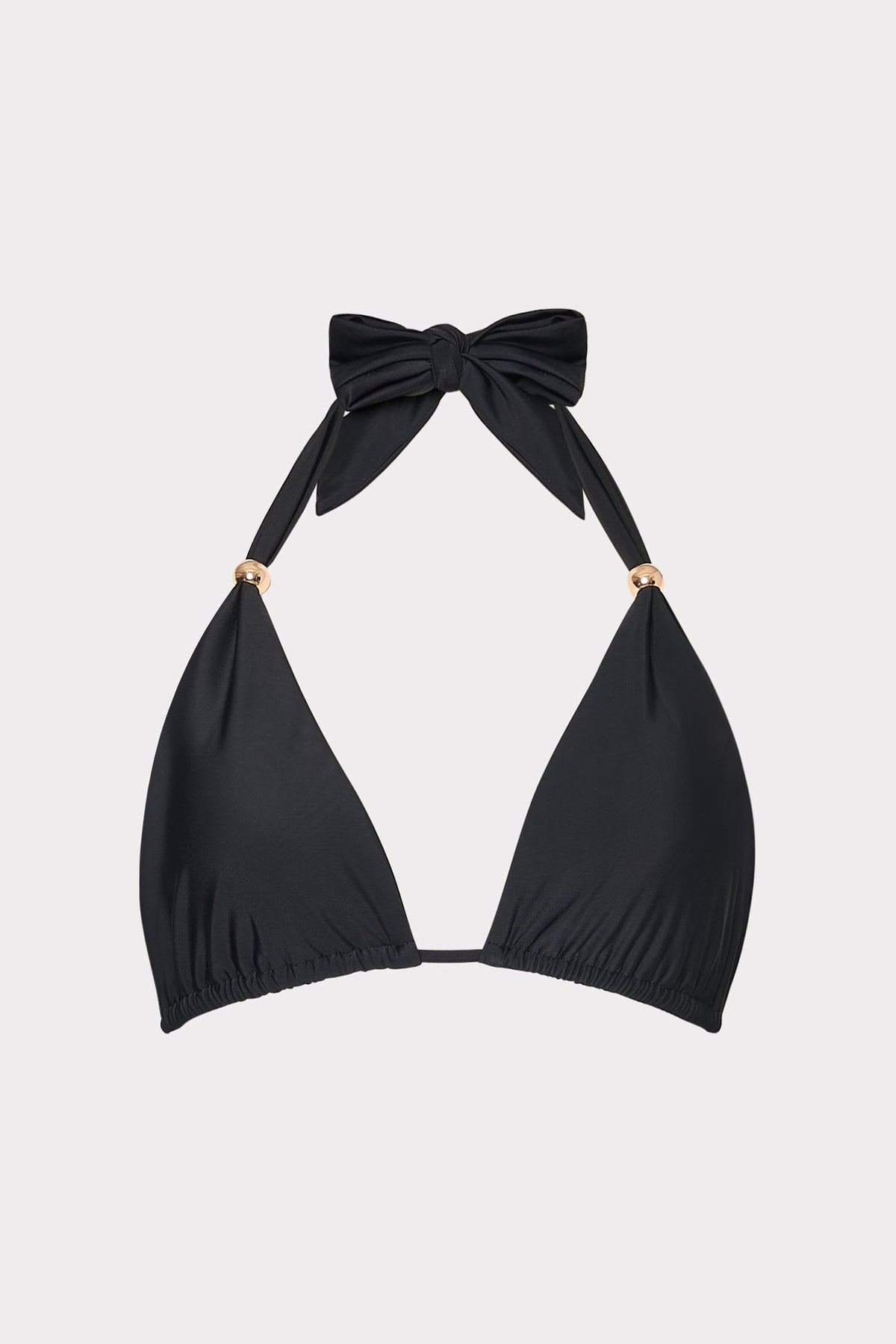 Bardot Beaded Halter Bikini Top - Black