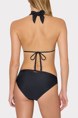 Bardot Beaded Halter Bikini Top - Black