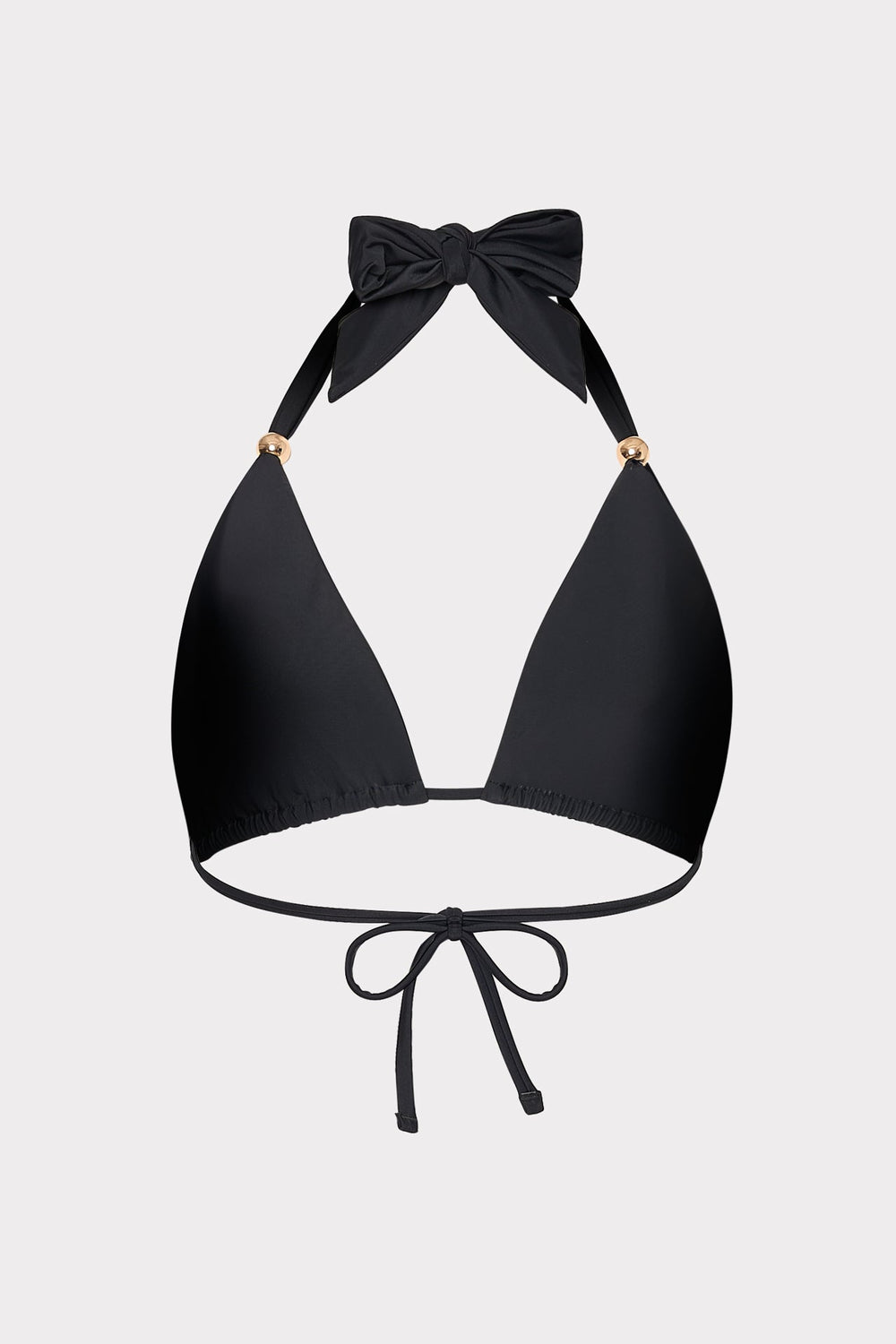 Bardot Beaded Halter Bikini Top - Black