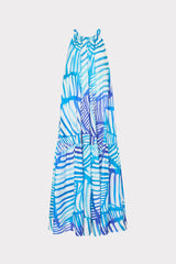 Abstract Blue Tropics Maxi Cover-Up Dress - Blue Multi