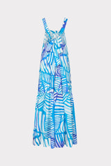 Abstract Blue Tropics Maxi Cover-Up Dress - Blue Multi