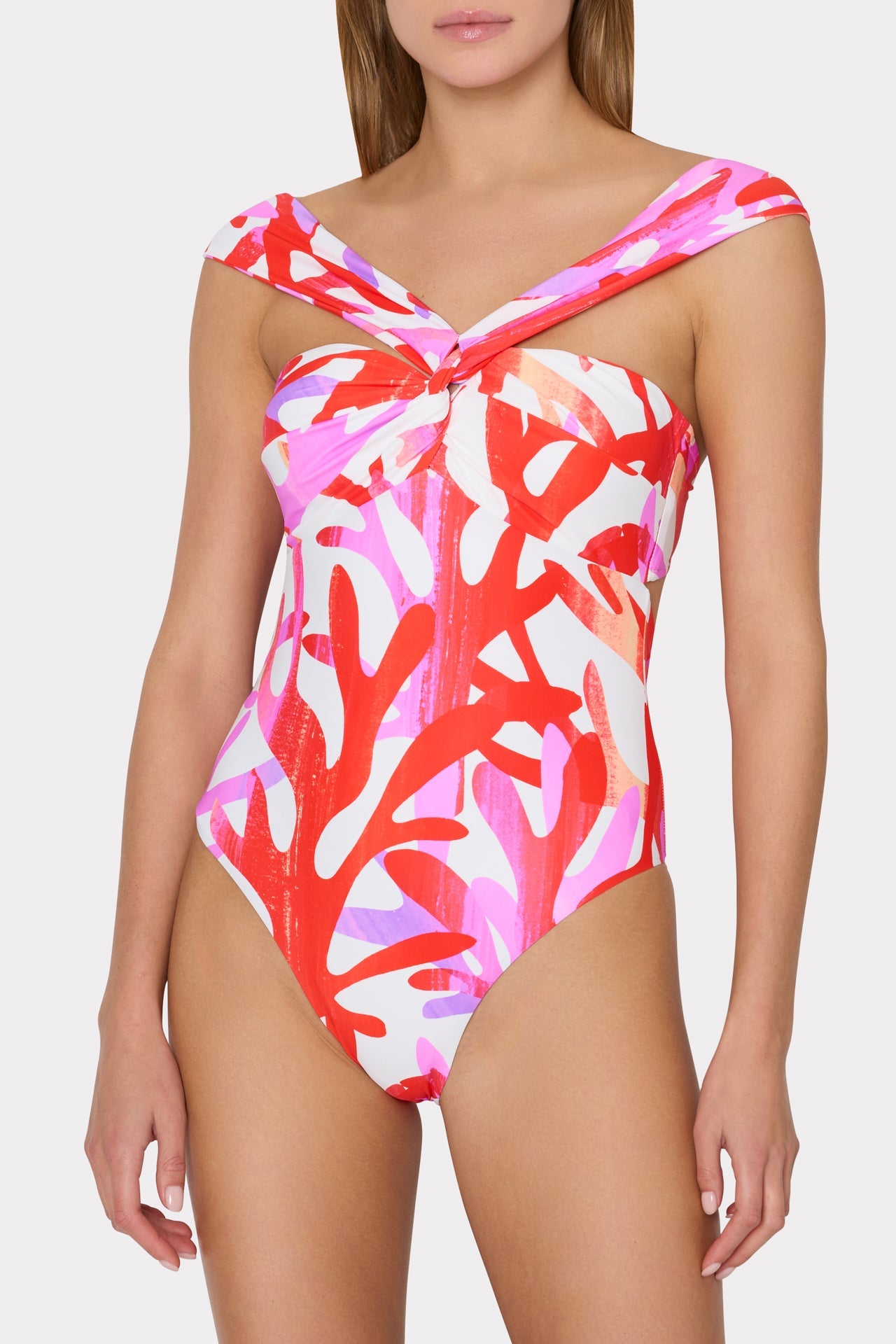 Betsy Italian Under The Sea Bandeau One Piece - Pink Multi