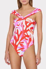 Betsy Italian Under The Sea Bandeau One Piece - Pink Multi