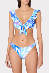 Italian Under The Sea Ruffle Bikini Top - Blue Multi