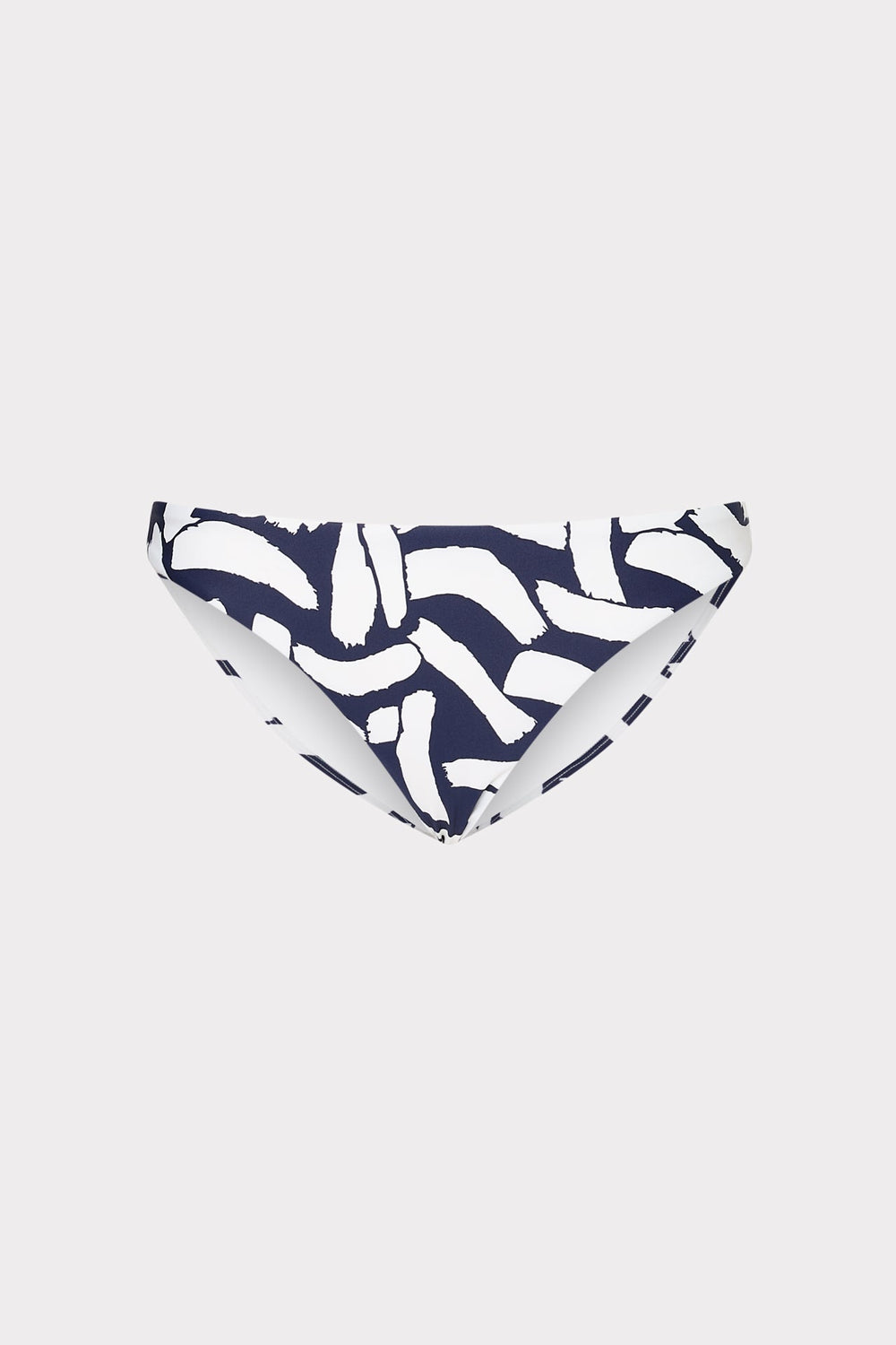 Margot Italian Graphic Brushstroke Bikini Bottom - Navy/Ecru